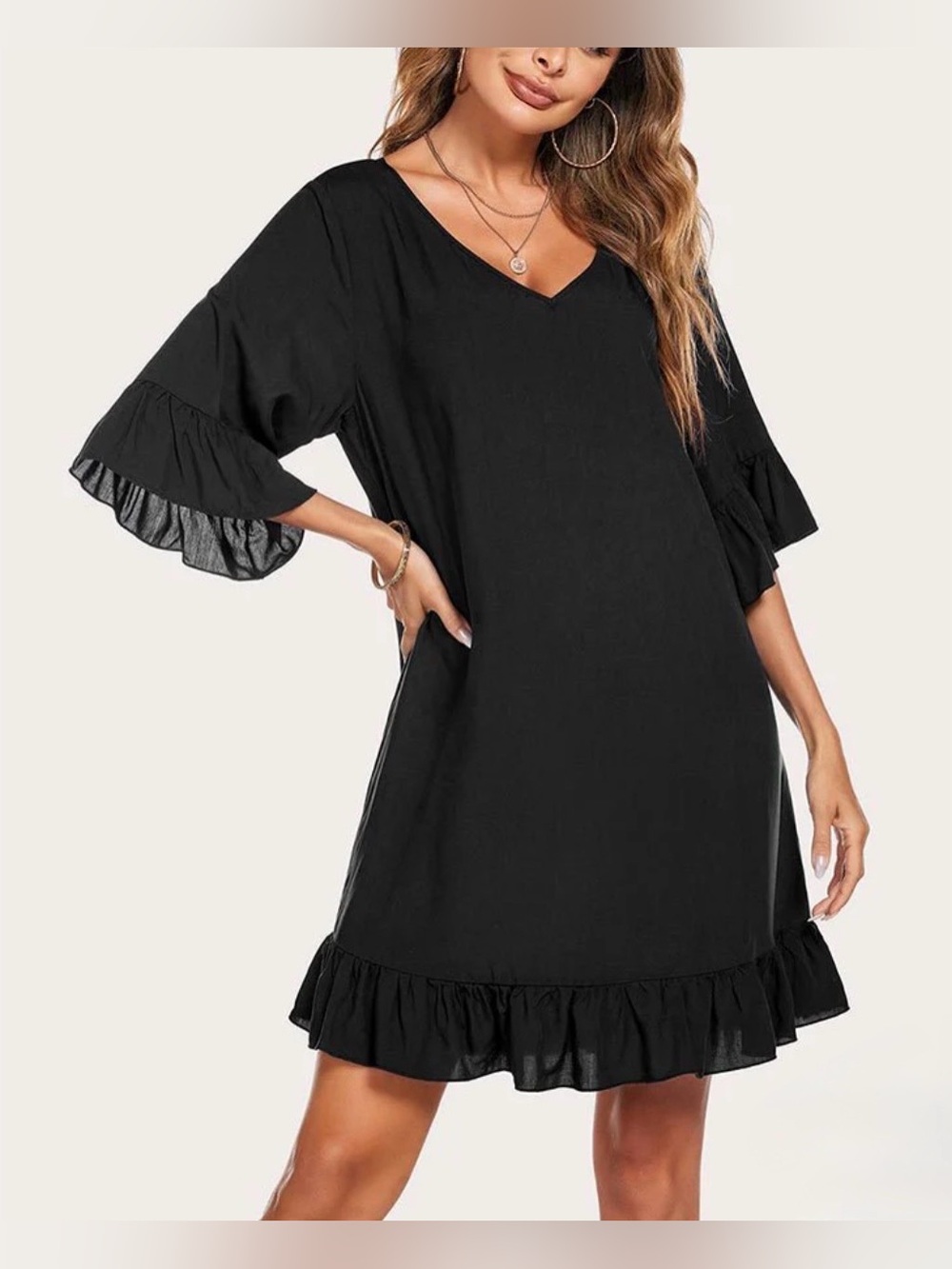 Ekouaer Fun Firty Ruffled Hem, Loose Fit, Lightweight Dress/ Coverup - Picture 6 of 14